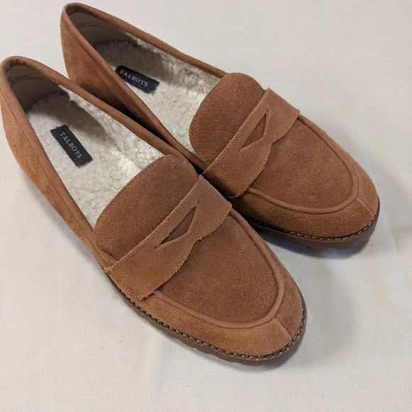 Talbot's Cassidy Brown Suede Loafers with Shearling Lining- Size 7 M - Picture 13 of 13